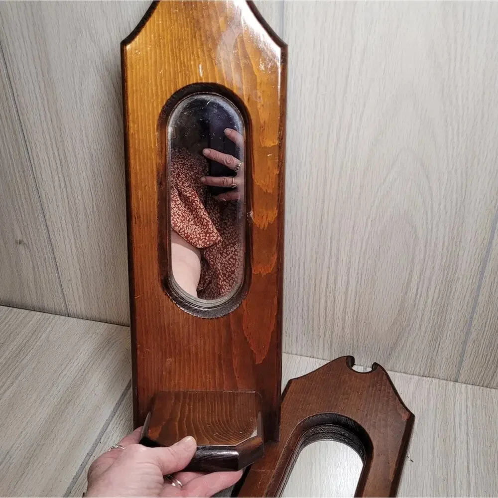 Vintage Brown Wall Mirror Pair